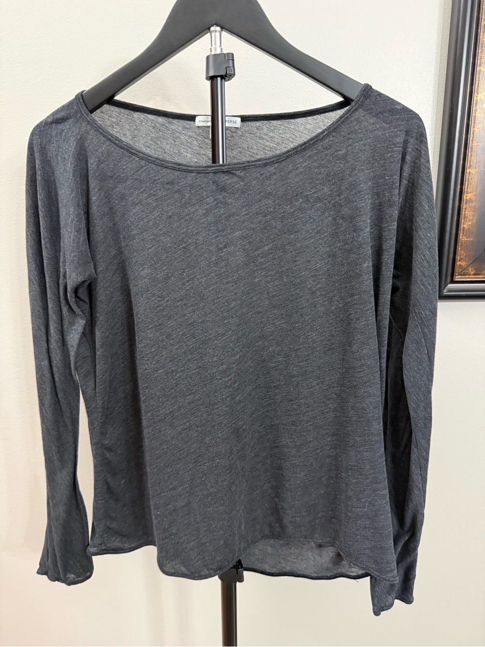 James Perse Charcoal Scoop Neck Long-Sleeve Tee Size 2